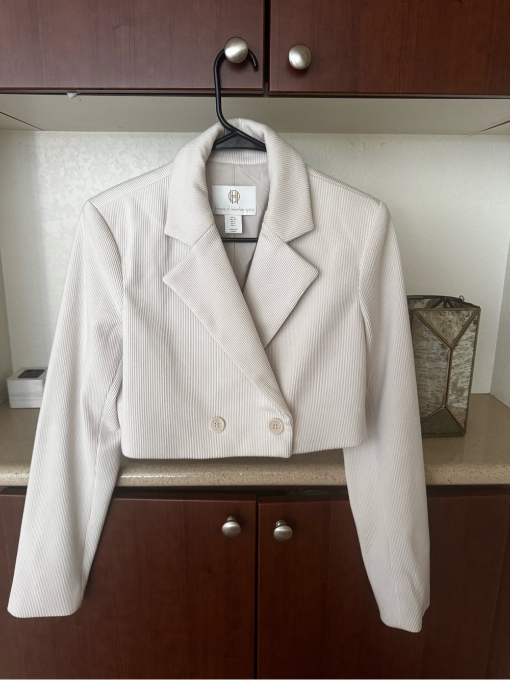 House of Harlow 1960 Cropped Double-Breasted Blazer - Cream
